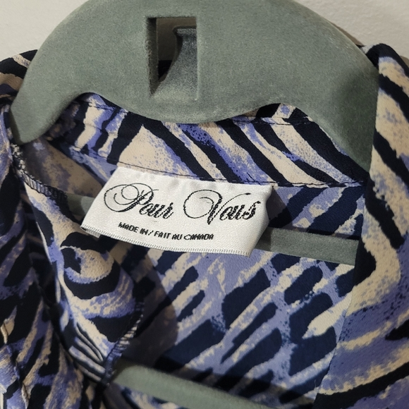 80s blue stripe tile print shirt - Picture 3 of 10